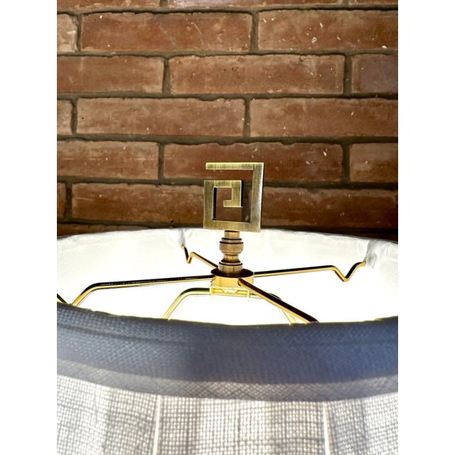 Celadon Pair of Celadon "Double Happiness" Ginger Jar Lamps and Linen Box Pleat Shades For Sale - Image 8 of 10