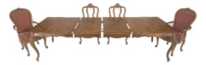 Country French Parquetry Top Table 6 Dining Chairs 2X22" Extension Board Leafs