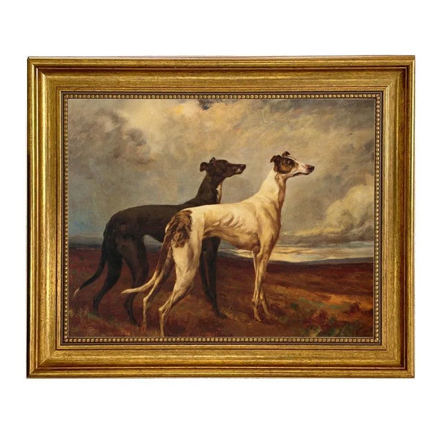 Not Yet Made - Made To Order "Greyhounds in Field" Print on Canvas in Antiqued Gold Frame- 11" X 14" Framed to a 14-1/2" X 17-1/2" For Sale - Image 5 of 5