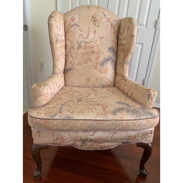 Vintage Queen Anne Wingback Chair Chairish