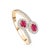 Ruby Red Ruby Diamond Bypass Ring 18k Yellow Gold Size 6 For Sale - Image 8 of 12