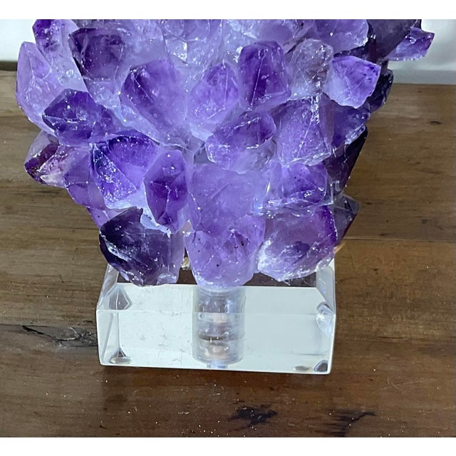 Amethyst One of a Kind Pair of Original Amethyst Crystal Table Lamps by - Joseph Malekan For Sale - Image 8 of 18