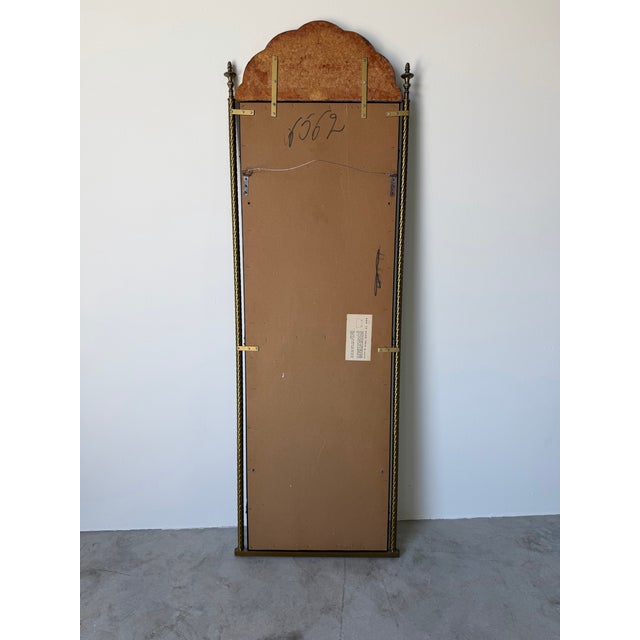 Italian Hollywood Regency Brass & Shell Top Wall Mirror With Beveled Glass For Sale - Image 11 of 11