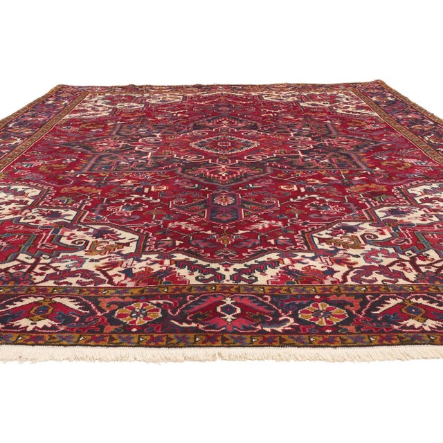 Mid-Century Modern Mid 20th Century Mid 20th Century Vintage Persian Heriz Rug - 08'00 x 11'06 For Sale - Image 3 of 9