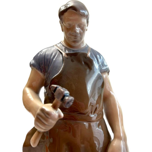 Figurative Vintage Bing & Grondahl (Alex Locher) Porcelain “Blacksmith” Figurine #B225 For Sale - Image 3 of 9