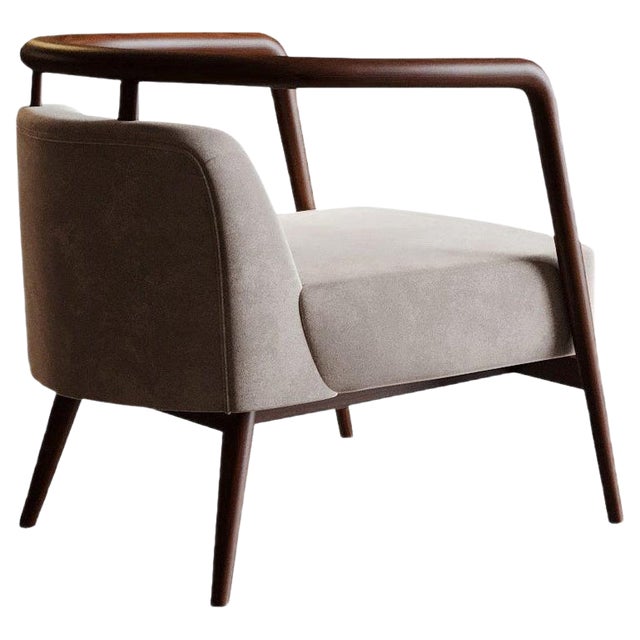 Essex Beige Velvet Armchair by Javier Gomez For Sale