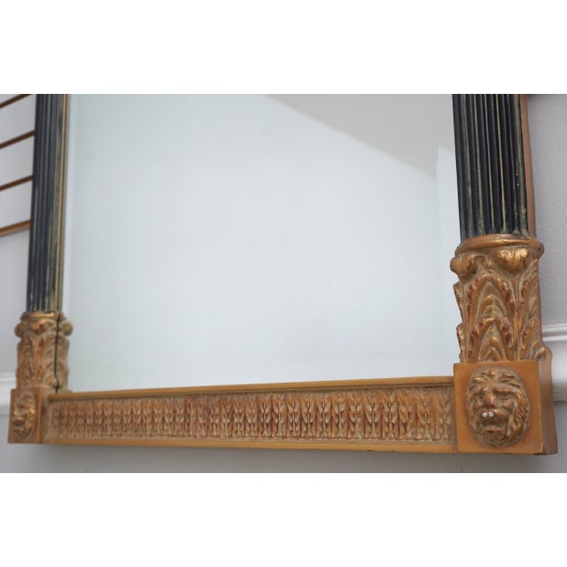 1960s Regency Style Black & Gold Mirror W. Lion Heads For Sale - Image 5 of 9