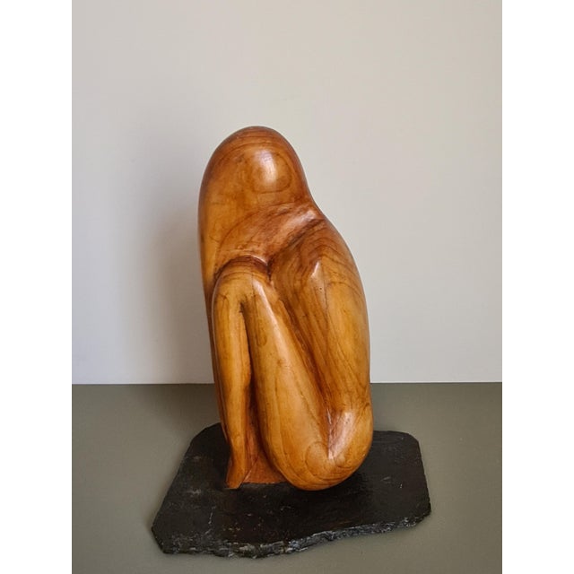 Mid-Century Minimalist Abstract Art Wooden Sculpture, 1970s For Sale - Image 4 of 11