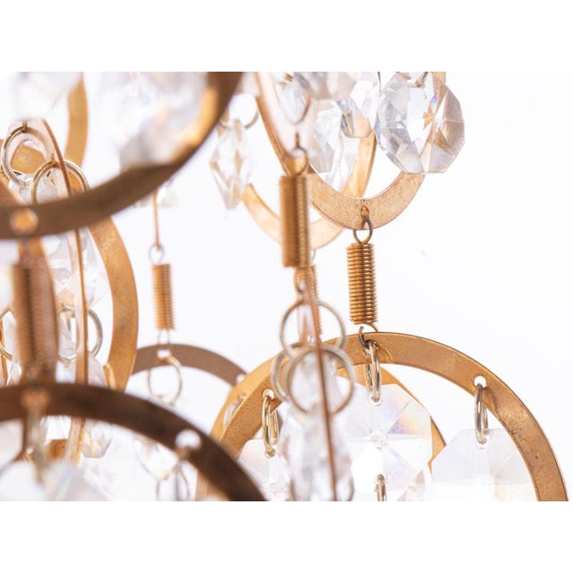 Metal Cascading 28 Chandelier Swarovski Crystal and Gilt Brass by Kurt Faustig, Munich, 1970s For Sale - Image 7 of 14