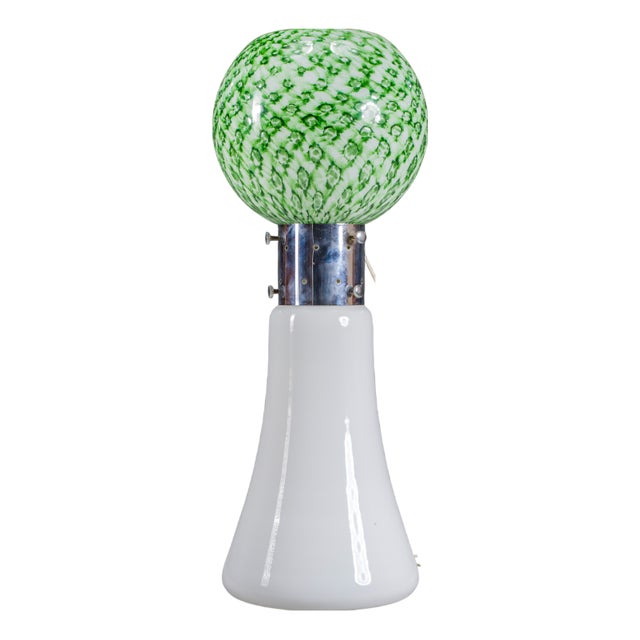Murano Floor Lamp in Green Glitter Glass attributed to Mazzega, 1960s For Sale