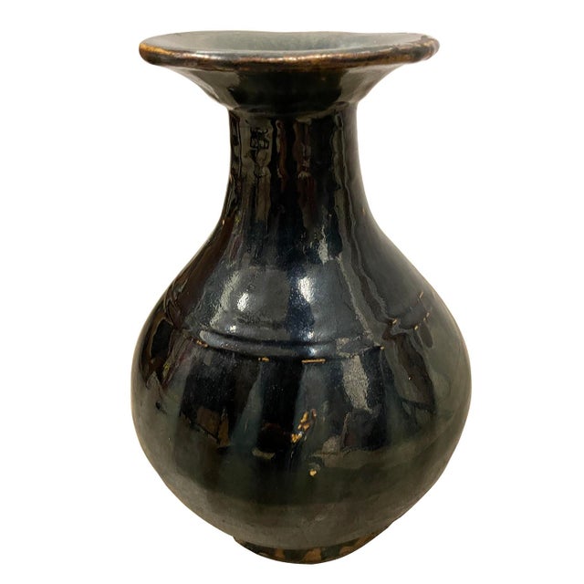 Early 20th Century Chinese Black Glaze Pottery Vase For Sale In Los Angeles - Image 6 of 8