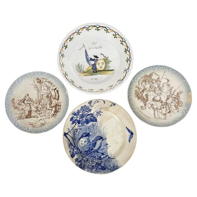 Vintage Plates with Various Illustrations, 1950, Set of 4 For Sale - Image 16 of 16