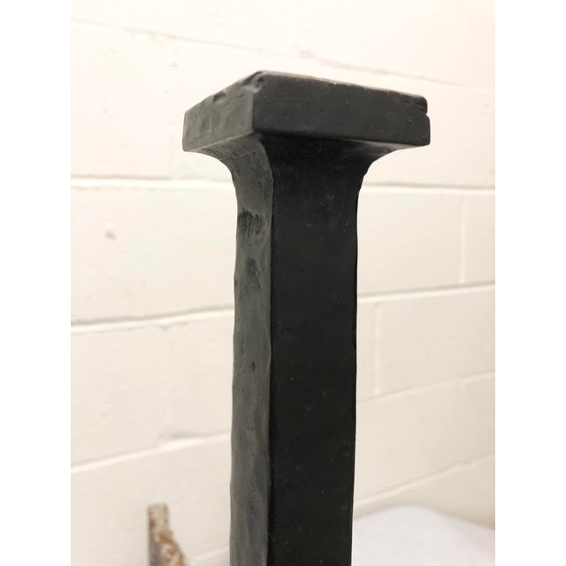 Stickley Antique Gustav Stickley Model #237 Black Wrought Iron Craftsman Andirons- a Pair For Sale - Image 4 of 12