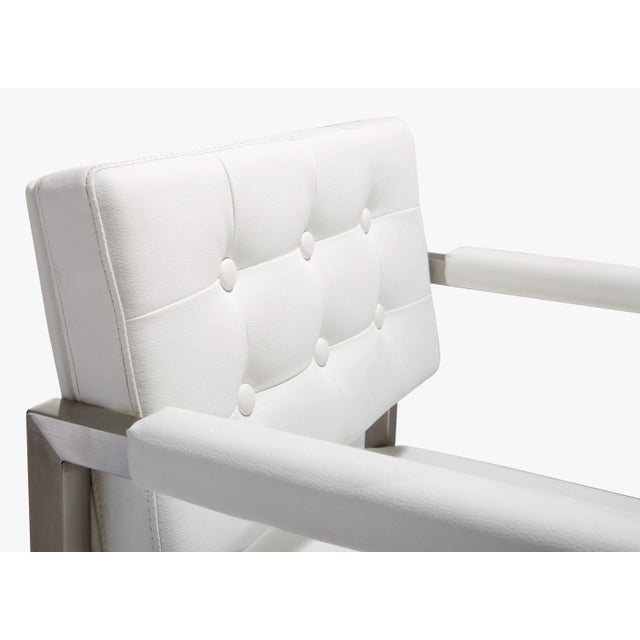 Director White Vegan Leather & Steel Counter Stool For Sale In Los Angeles - Image 6 of 11