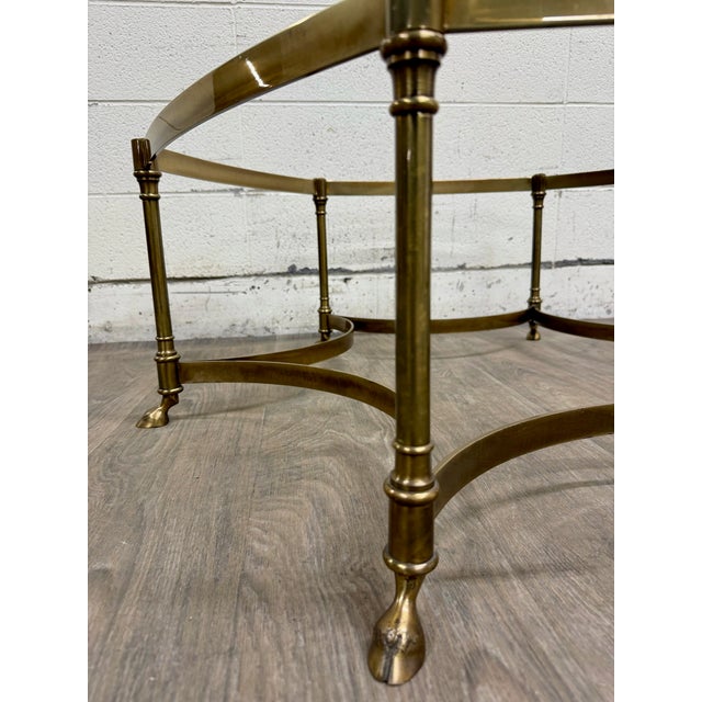 Labarge Vintage Mid Century Labarge Style Brass Hexagonal Coffee Table Cocktail Table For Sale - Image 4 of 11