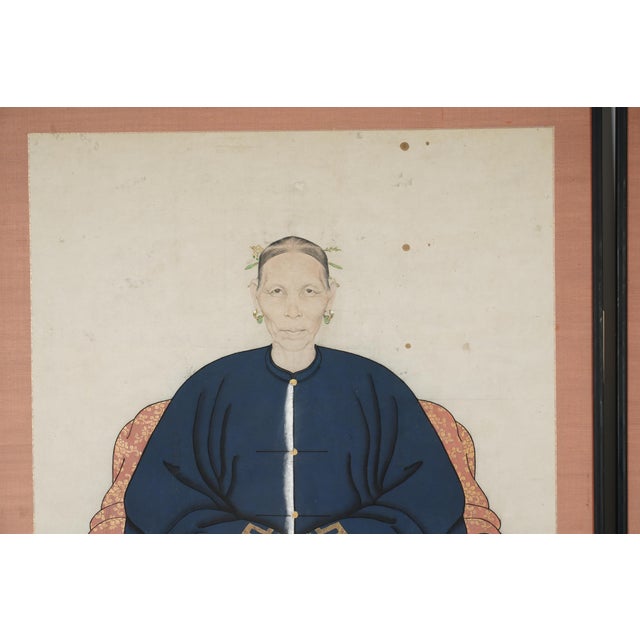 Antique Chinese Ancestral Framed Portraits. A pair of late 19th Century Ming Dynasty Chinese Ancestral Paintings,...