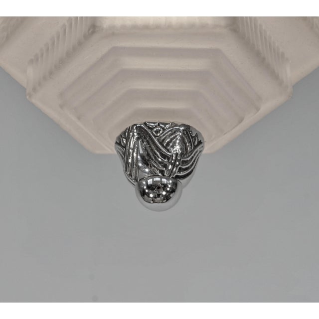 Silver 1930s French Art Deco Flush Mount by Muller Freres For Sale - Image 8 of 11