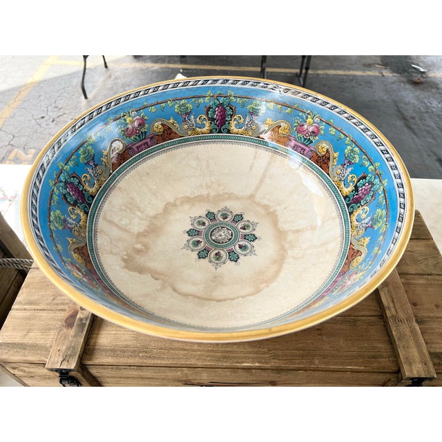 Late 19th Century Antique Turquoise Vine and Scroll Punch-Bowl For Sale - Image 5 of 10