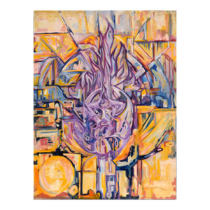 "Visions of the Metropolis" Purple Flame Heart Original Oil by Travis Flack