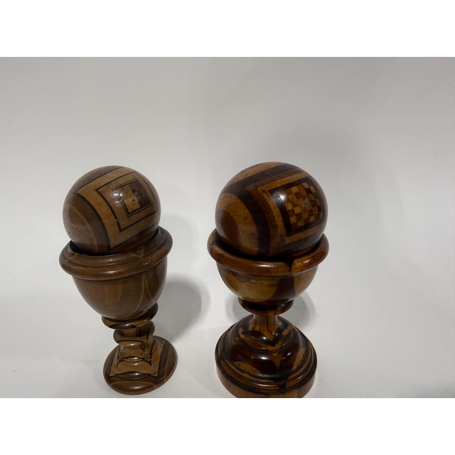 Wood English Treenware Darning Eggs With Stands, C. 1900 & Later For Sale - Image 7 of 9