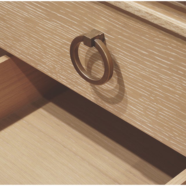 Worlds Away Matthew Izzo Home Cutler 36.5" Cerused Oak Single Porcelain Sink Bath Vanity With Cane Shelf, Marble Top, and Brass Hardware For Sale - Image 4 of 6