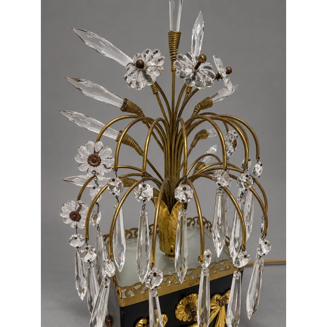 Mid 20th Century Maison Jansen Style Hollywood Regency Brass and Cut-Glass Floral Table Lamp For Sale - Image 9 of 11