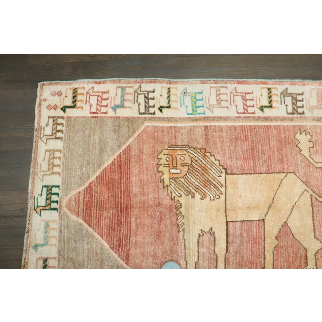 Persian Vintage Lion Persian Gabbeh rug no. j5143 For Sale - Image 3 of 9