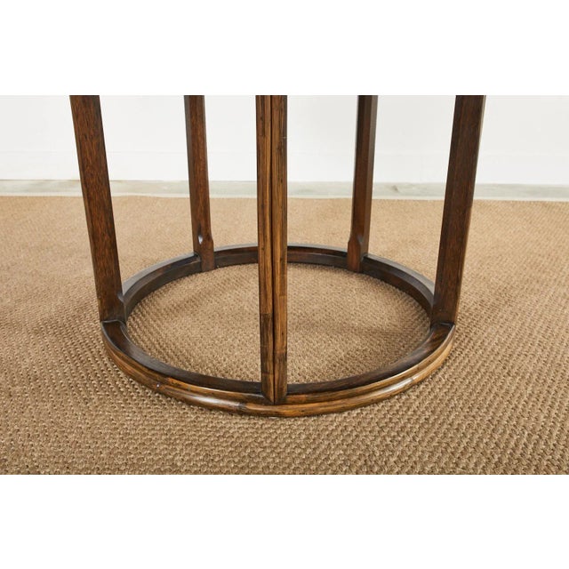 McGuire Organic Modern Round Rattan Oak Dining Table For Sale - Image 9 of 13