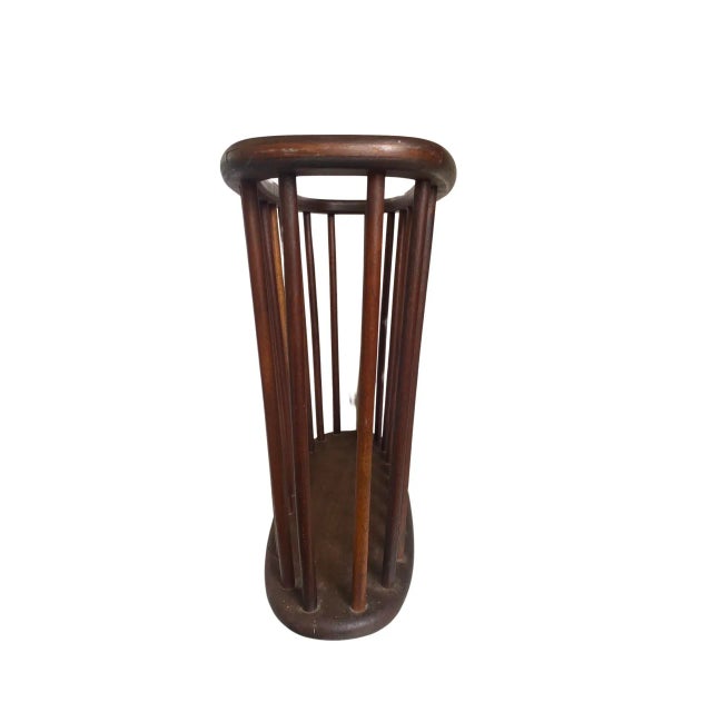 Brown Mid Century Arthur Umanoff Wooden Spindle Magazine Rack For Sale - Image 8 of 8