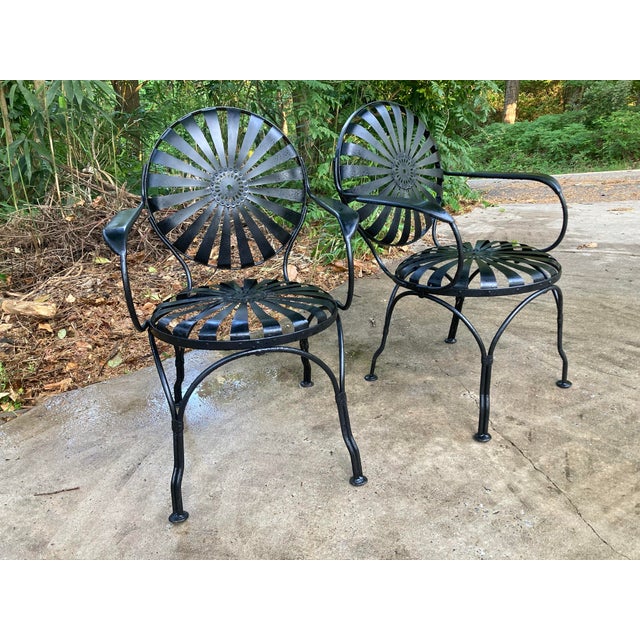 Francois Carre Mid 20th Century Francois Carre Garden Dining Chairs - A Pair For Sale - Image 4 of 12