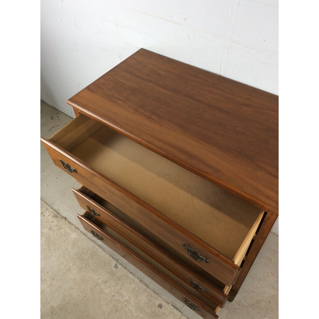 Vintage Maple Chest of Four Drawers With Brass Hardware and Small Mirror For Sale - Image 11 of 17