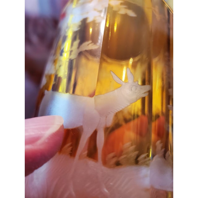 Antique Bohemian Glass Moser Deer Goblet For Sale - Image 9 of 12