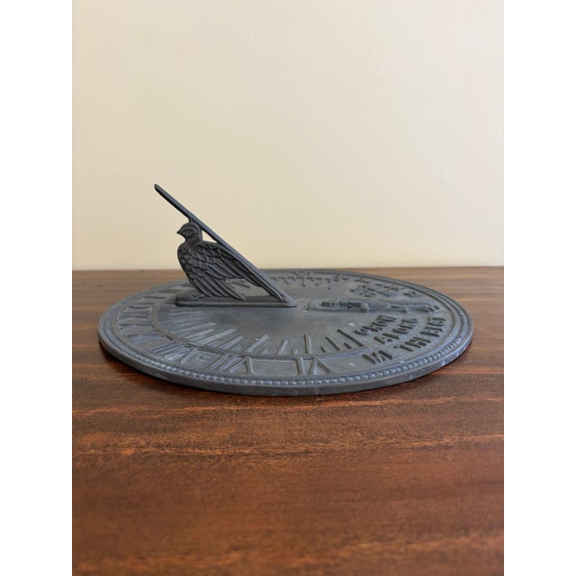 Virginia Metalcrafters Vintage English Country Iron Garden Sundial "Grow Old Along With Me" For Sale - Image 4 of 7
