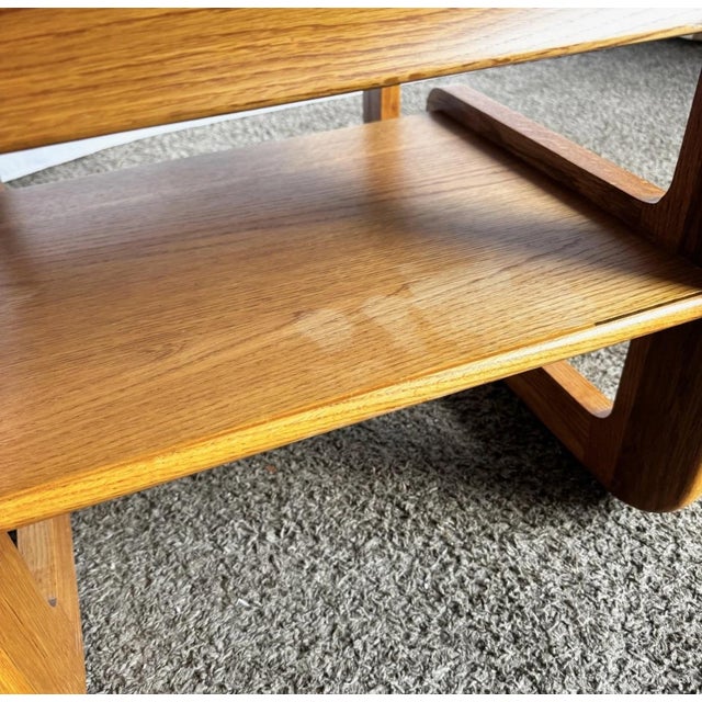 Lou Hodges Mid Century Modern Oak Side Tables With Smoked Glass Top by Lou Hodges - A Pair For Sale - Image 4 of 12
