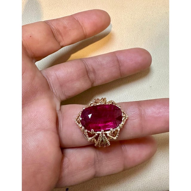 Approximately 10 Carat Oval Cut Natural Pink Tourmaline 14 Karat Yellow Gold Ring 10 Carat of Pink Tourmaline , Oval shape...