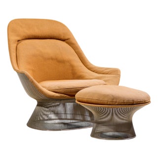 Warren Platner for Knoll Mid Century Easy Lounge Chair and Ottoman For Sale
