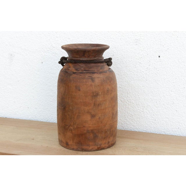 Antique Primitive Dark Wood Vessel For Sale - Image 4 of 6