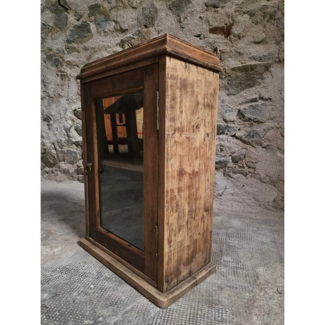 Antique French Wall Cabinet in Pine and Oak with Glass Door, 1850s For Sale - Image 9 of 18