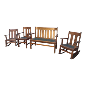 Late 19th Century Antique Stickley Style Mission Oak Set - Seating for 5