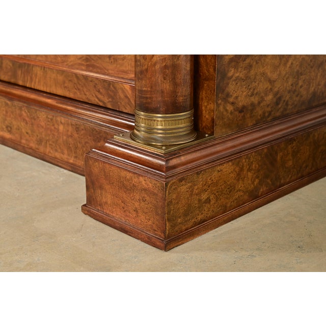 Baker Furniture Style French Empire Burl Wood Sideboard or Bar Cabinet With Mounted Ormolu For Sale - Image 11 of 15