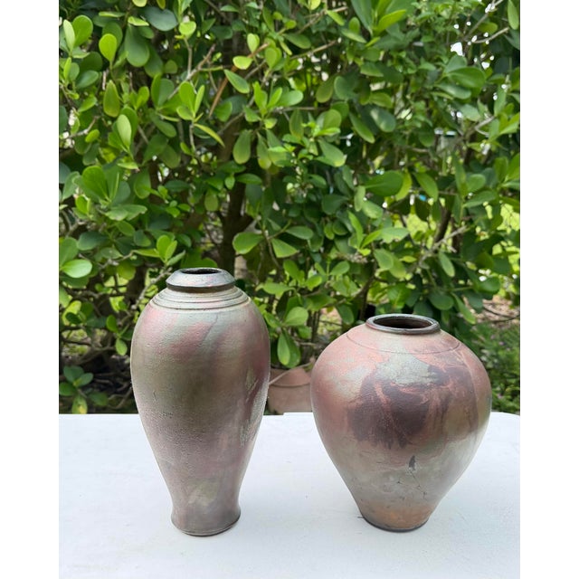 Contemporary Vintage Dryden Pottery Raku Vessels, Pair For Sale - Image 3 of 12