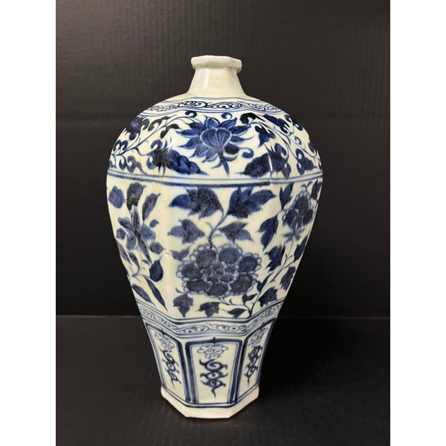 ITEM NAME: Chinese Art Porcelain Blue and White Mei Ping Mountain Scenery Design ORIGIN: China AGES: Late 20th Century...