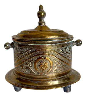 Early 20th Century Moroccan Embossed & Engraved Brass Tea Caddy