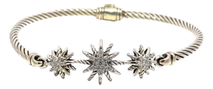 David Yurman Starburst Sterling Silver Diamond Station Bracelet