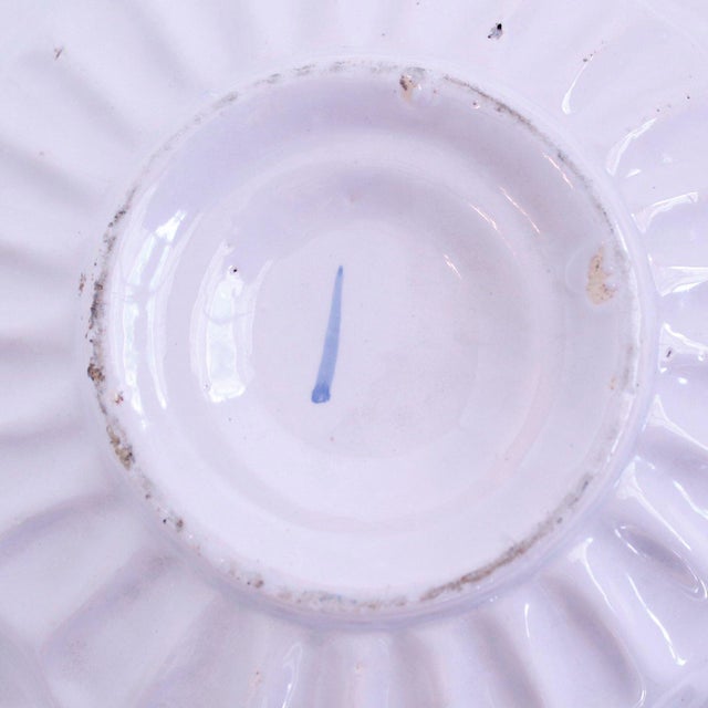 Ceramic Antique Portuguese Faience Scalloped “Pie-Crust” Edge Charger For Sale - Image 7 of 8