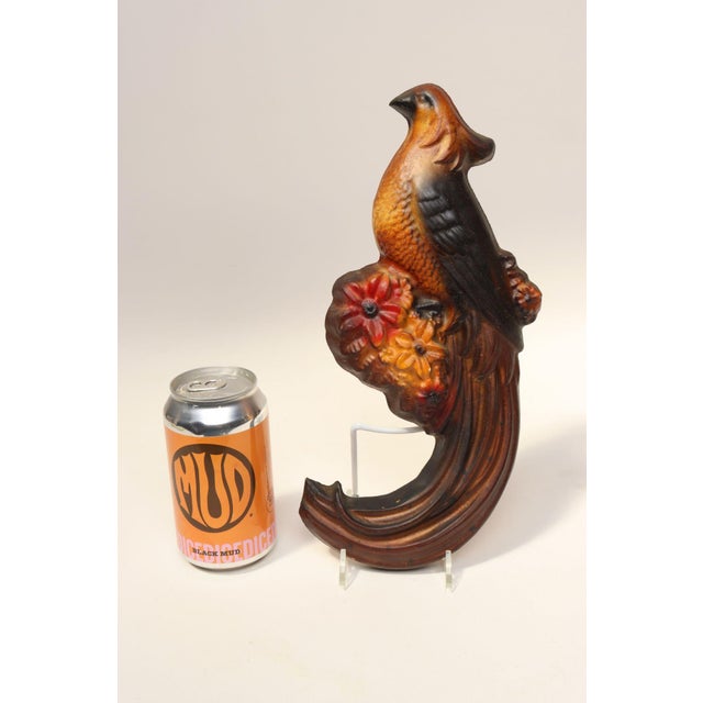 1920s Vintage Hand-Painted Chalkware Bird / Pheasant Wall Sculpture For Sale - Image 5 of 16