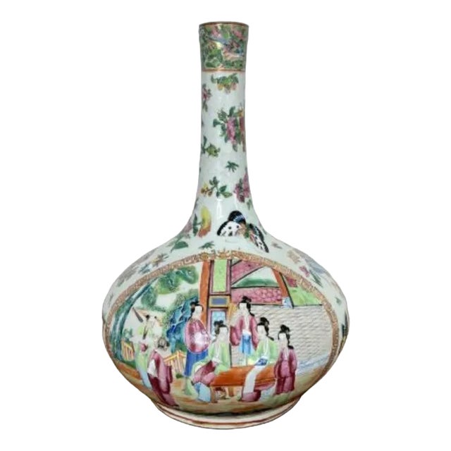 Large 19th Century Chinese Famille Rose Vase, 1860s For Sale