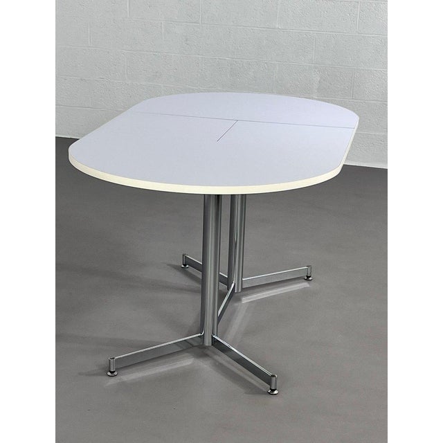 Oval Extendable Dining Table in Chrome Metal with White Formica Top, 1950s For Sale - Image 10 of 16