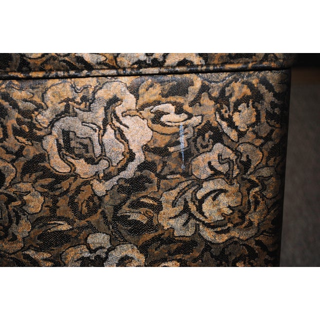 Gold Mid Century Vinyl Sewing Ottoman Box Stool For Sale - Image 8 of 8