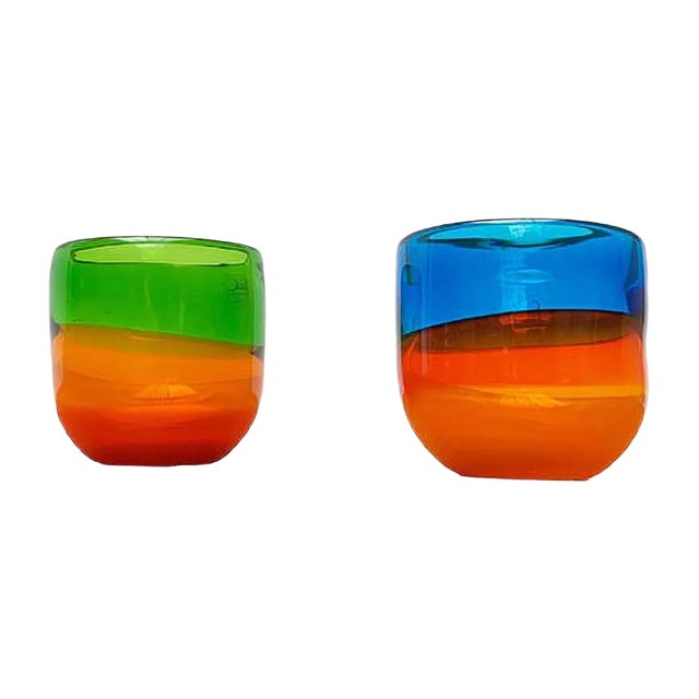 Vintage German Colorful Glass Bowls from Eisch, Set of 2 For Sale